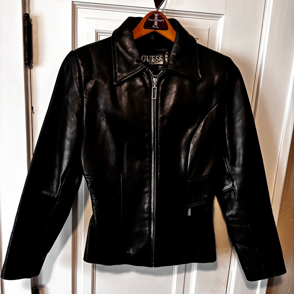 Guess Brand Black  real leather jacket